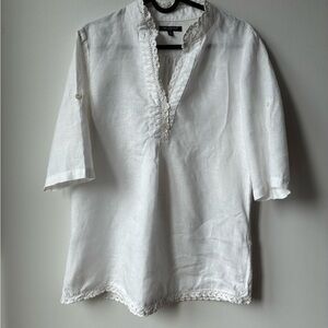 For Cynthia White Lace-Detail Blouse